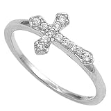 Sterling Silver Cross CZ Ring - Size 4
