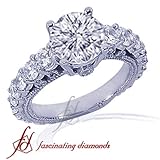 2.70 Ct Round Diamond Engagement Ring Vintage 14K SI3-G