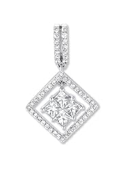 14K White Gold 0.82cttw Round Diamond Pendant