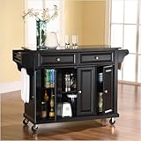 Crosley Furniture Solid Black Granite Top Kitchen Cart in Black Finish