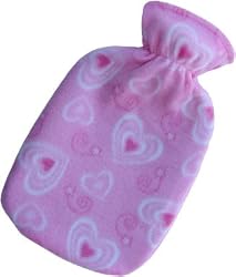 Pink Hearts Fleece Covered Hot Water Bottle by Fashy - Made in Germany