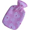 Pink Hearts Fleece Covered Hot Water Bottle by Fashy - Made in Germany