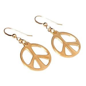 Medium Peace Symbol gold dipped earrings