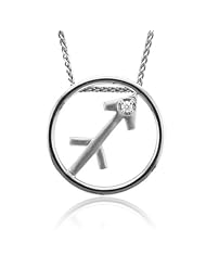 Zodiac Sign Sagittarius Silver Diamond Pendant Necklace (HI, I1-I2, 0.05 carat)