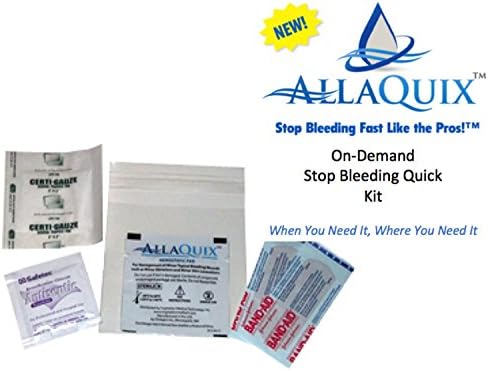AllaQuix Stop Bleeding Quick Instant Mini First-Aid Kit with AllaQuix Stop Bleeding Pad - Hemostatic Gauze (Blood Clotting Bandage)