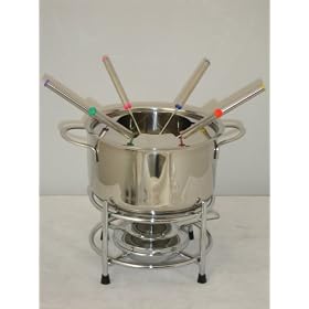 Fondue set suitable for oil, cheese and chocolate