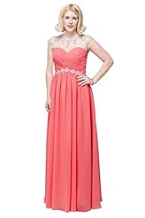 Scoop Neck Sleeveless Beaded Chiffon Floor Length Bridesmaid Dress/Prom Dress/Wedding Party Dress 