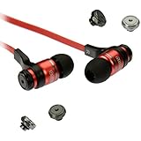 NarMoo R1M High-Fidelity Noise Isolation Headphones with Mic, Red