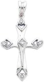 14K White Gold Diamond Cross Pendant Charm Jewelry