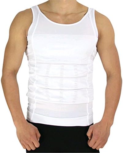 Lokebi Men's Slimming Body Shaper Slim Vest Shirt Large White
