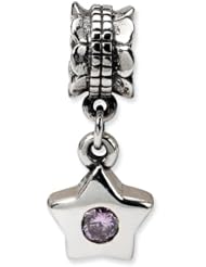 Sterling Silver Reflections Pink Cz Star Dangle Bead