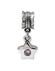 Sterling Silver Reflections Pink CZ Star Dangle Bead