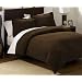 3 Pieces Solid Mocha Brown Soft Microsuede Duvet Cover with Shams Set King Size Bedding