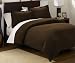 Chezmoi Collection 3 Pieces Solid Mocha Brown Soft Micro Suede Comforter with Pillowcase Set Queen Size Bedding