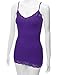 RT1004 Ladies Adjustable Spaghetti Strap Lace Trim Long Tunic Cami Tank Top D.Purple S