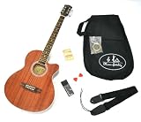 Produkt-Bild: Elektro Akustik Westerngitarre "Sapeli" mit 5 Band EQ Pickup / Tonabnehmer und Zubeh&ouml;rset: gepolsterte Tasche, Gurt, Ersatzsaiten und Stimmpfeife