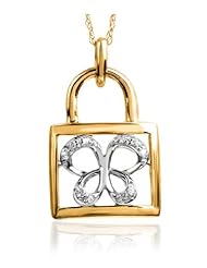 Jessica Simpson 10K Gold Diamond Accent Butterfly Lock Pendant