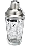 Outset B327 16-Ounce Glass Cocktail Shaker with Stainless-Steel Lid and Recipes