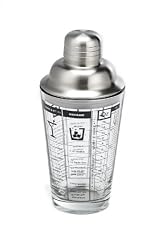 Outset B327 16-Ounce Glass Cocktail Shaker with Stainless-Steel Lid and Recipes