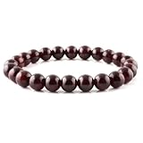 Black Garnet Bead Bracelet - Bead Size: 6mm, Stretchable Length