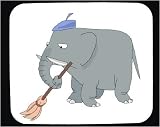 Mouse Pad with elephant, broom, sweeping, janitor