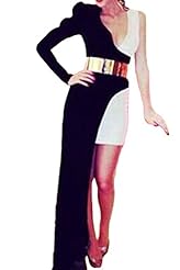 Sexy Belted Asymmetric Ruched Jersey Cocktail General Print Summer Party Dress/Maxi Dress  With a Sash 