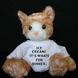For Valentine's day a plush stuffed toy cat with Ice cream! It's
whats for dinner. t-shirt