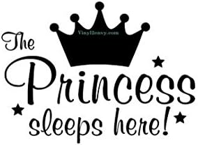 The Princess Sleeps Here - Wall Decal - Vinyl Wall Decal, Wall Decor, Princess Decal, Girls Bedroom Decal, Nursery Wall Decal - Choose Color