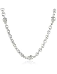 ROTENIER "Skull" Sterling Silver Medium Cable 7 Small Skulls Link Chain Necklace
