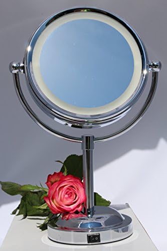 LED Lighted Makeup Mirror, Double Sided, Battery Operated, Vanity Mirror with Lights, Lighted Magnifying Makeup Mirror, Bathroom Mirrors, Dressing Table Mirror, Cosmetic Mirror, Tabletop Mirror, Grooming and Makeup Application, Hair Removal