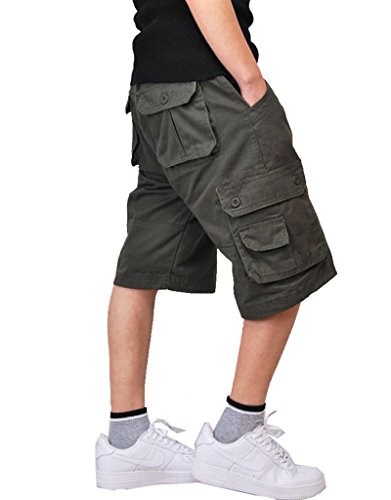 Olrain Men's Retro Classic Twill Multi Pocket Cargo Shorts