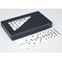 Double 6 Set 28 Dominoes Game Vinyl Case Cream/white Tiles with Black Dots