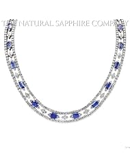 18k White Gold Necklace with 29.98ctw Emerald Cut Sapphires and 24.92ctw Diamonds