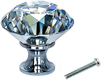 Beety 10pcs 40MM Diamond Shape Crystal Glass Cabinet Knob Cupboard Drawer Pull Handle/Great for Cupboard, Kitchen and Bathroom Cabinets, Shutters, etc
