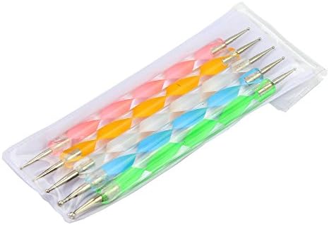 Newstarfactory 5x 2way Dotting Pen Marbleizing Tool Nail Art Dot Paint with Special Gift