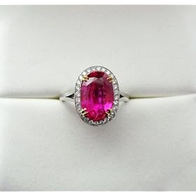 Platinum Diamond and Ruby Ring by Almaz