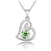 Heart Charm Pendant, Light Green Crystal Women Necklace, 18K White Gold Plated, Free 18