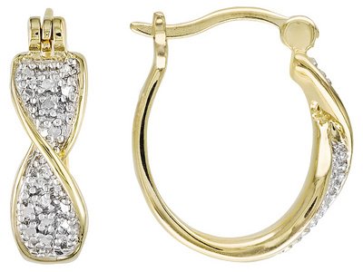 Childrens Toyshop  Jewelry : DIAMOND ACCENT 18KT OVER STERLING SILVER HOOP EARRINGS
