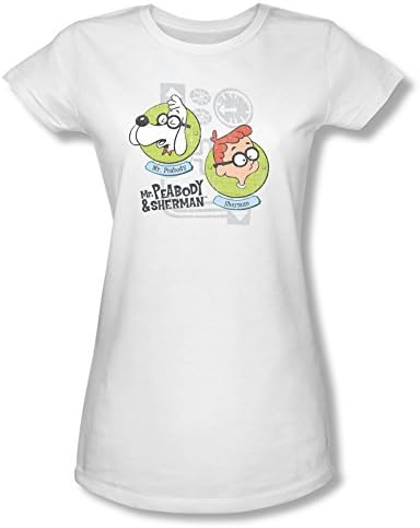 MR PEABODY & SHERMAN/GADGETS-S/S JUNIOR SHEER-WHITE-SM