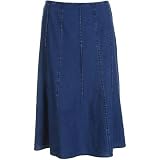Petite R.Q.T Blue Lagoon Indigo Linen A-line Skirt