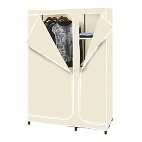 Designer Habitat Double Canvas effect Wardrobe Clothes Rail Storage in Beige New Robust Model