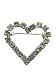 Clear CZ Diamond Heart Shaped Lapel Pin - Heart Shaped CZ Diamond Studded Pin