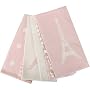 Pink White Dish Towels, Placemats and Napkins with Eiffel towel and ball fringe, 4 Placemats