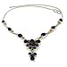Handcrafted Beaded Lapiz Necklace Silver Jewelry 16 Inches