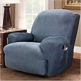 Sure Fit Stretch Stripe Recliner Slipcover - Indigo Denim (Recliner)