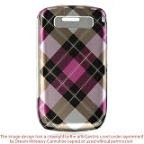 Hot Pink Plaid Diagonal Checker Snap on Hard Skin Cover Case for Blackberry Curve 8300 8310 8330