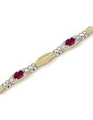 14kt Yellow Gold Oval Ruby and Diamond Bracelet