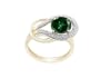 10k Yellow Gold Round Created Emerald and Diamond Ring (.03 cttw, I Color, I2 Clarity), Size 5