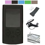 Jello Silicone Skin Case for Sony Walkman E-340 Series E-344 E-343 8gb 16gb Armband + Beltclip + Car Charger + Screen Protector (Black)