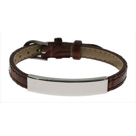 Eve's Addiction Brown Leather ID Bracelet